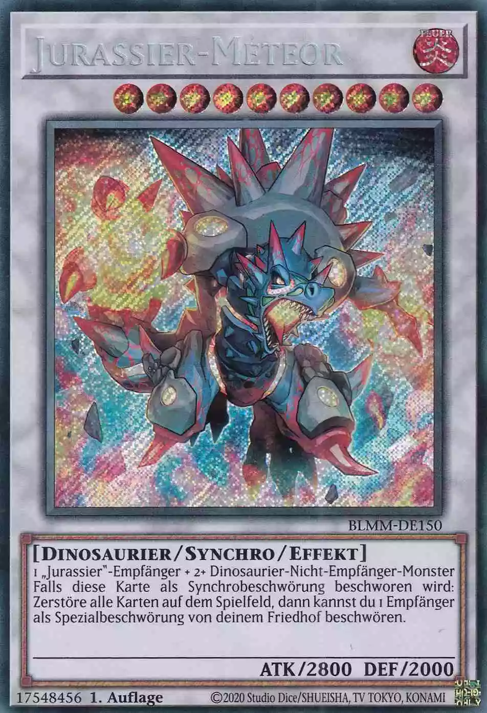 Jurassier-Meteor Secret Rare BLMM-DE150 Yugioh Karte Jurassier-Meteor BLMM-DE150 ist in Secret Rare Yu-Gi-Oh Karte aus Battles of Legend Monster Mayhem 1.Auflage