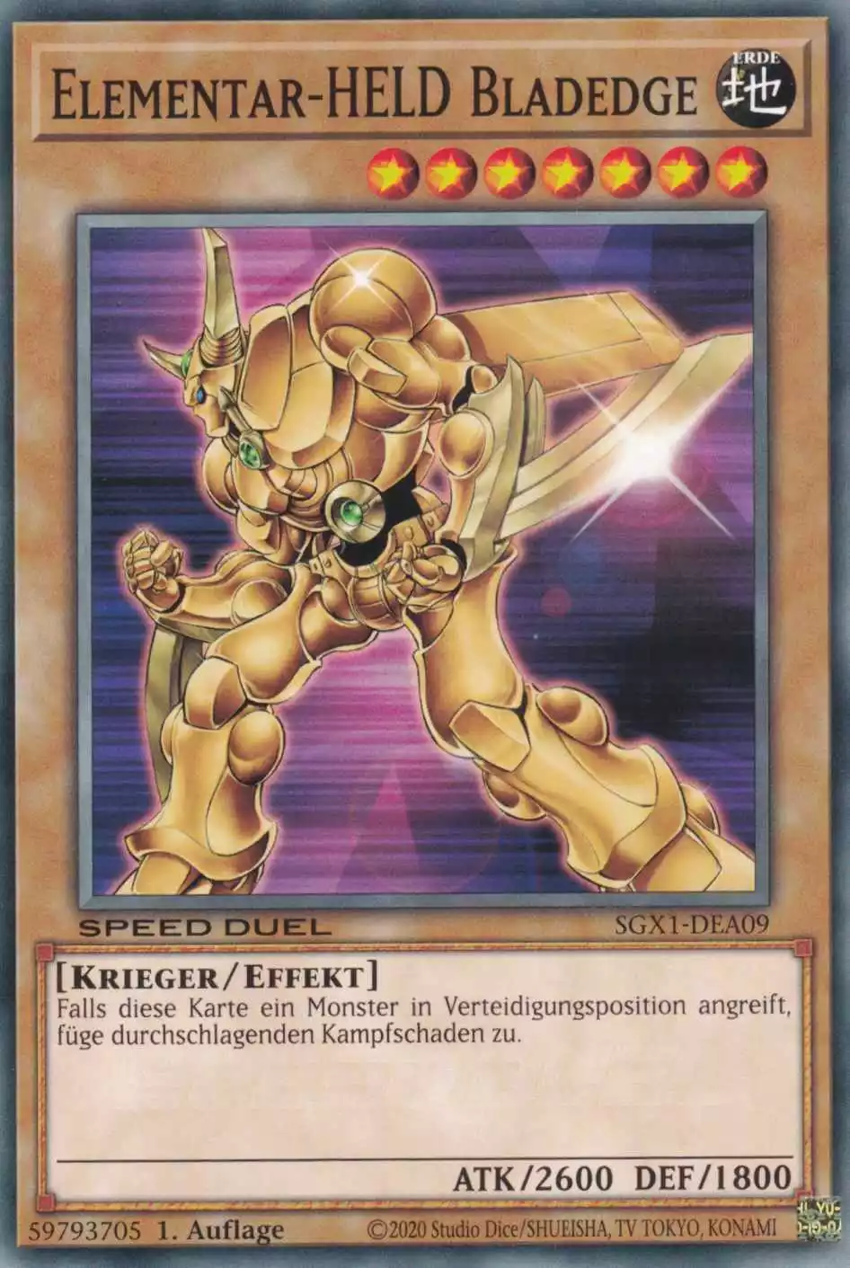 Elementar-HELD Bladedge SGX1-DEA09 ist in Common Yu-Gi-Oh Karte aus Speed Duel GX Duel Academy Box 1.Auflage