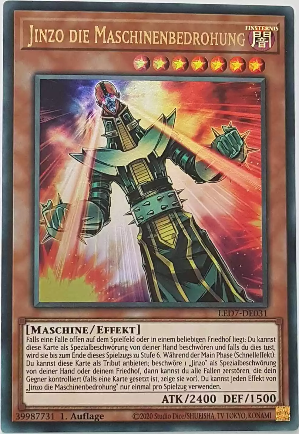 Jinzo die Maschinenbedrohung LED7-DE031 ist in Ultra Rare Yu-Gi-Oh Karte aus Legendary Duelists Rage of Ra 1.Auflage