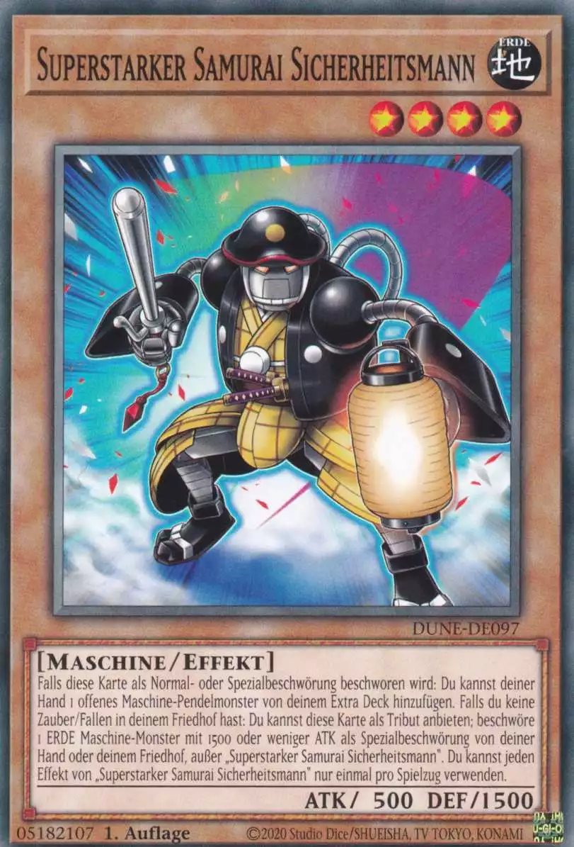 Superstarker Samurai Sicherheitsmann DUNE-DE097 ist in Common Yu-Gi-Oh Karte aus Duelist Nexus 1.Auflage