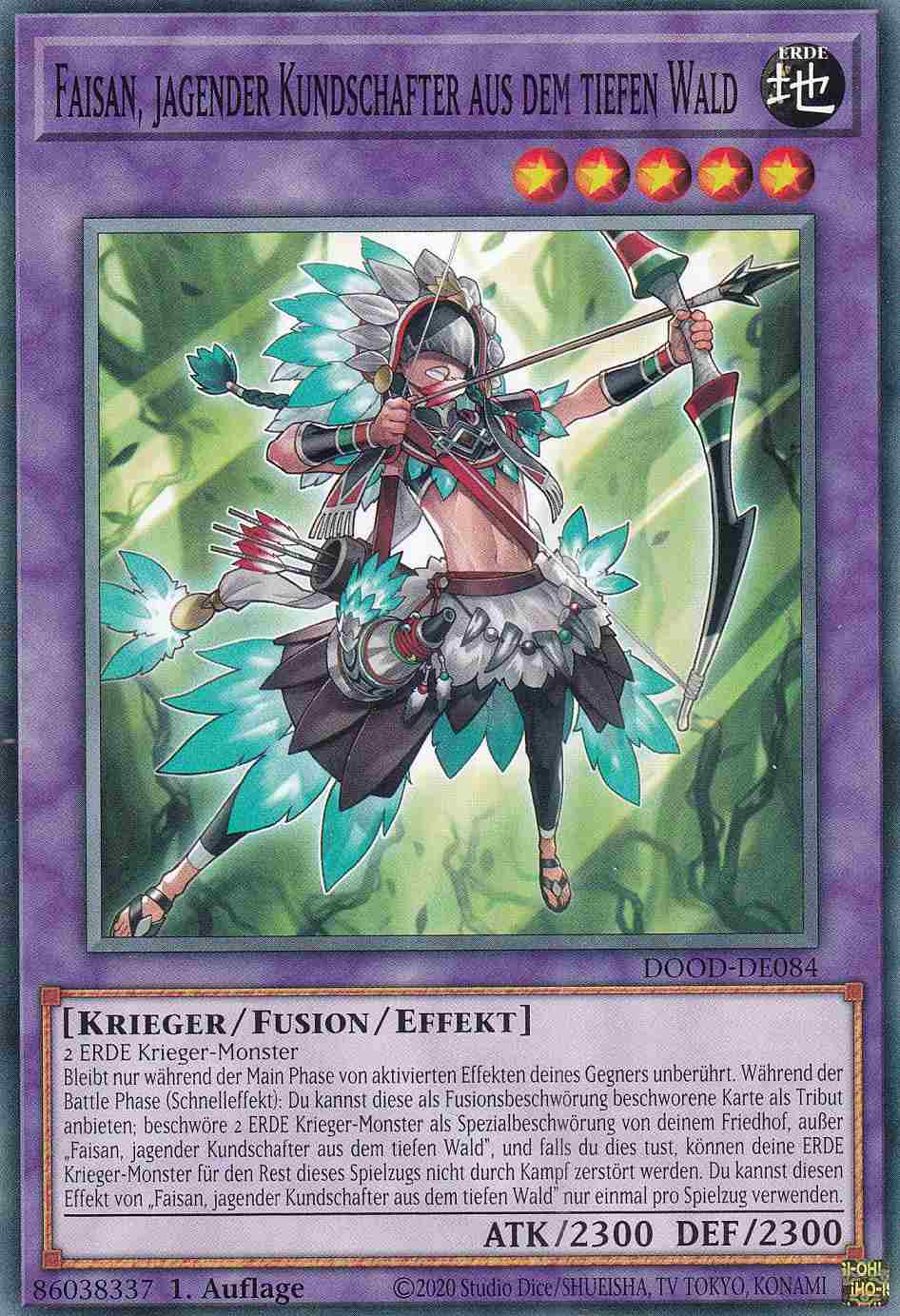 Faisan, jagender Kundschafter aus dem tiefen Wald DOOD-DE084 ist in Common Yu-Gi-Oh Karte aus Doom of Dimensions 1.Auflage