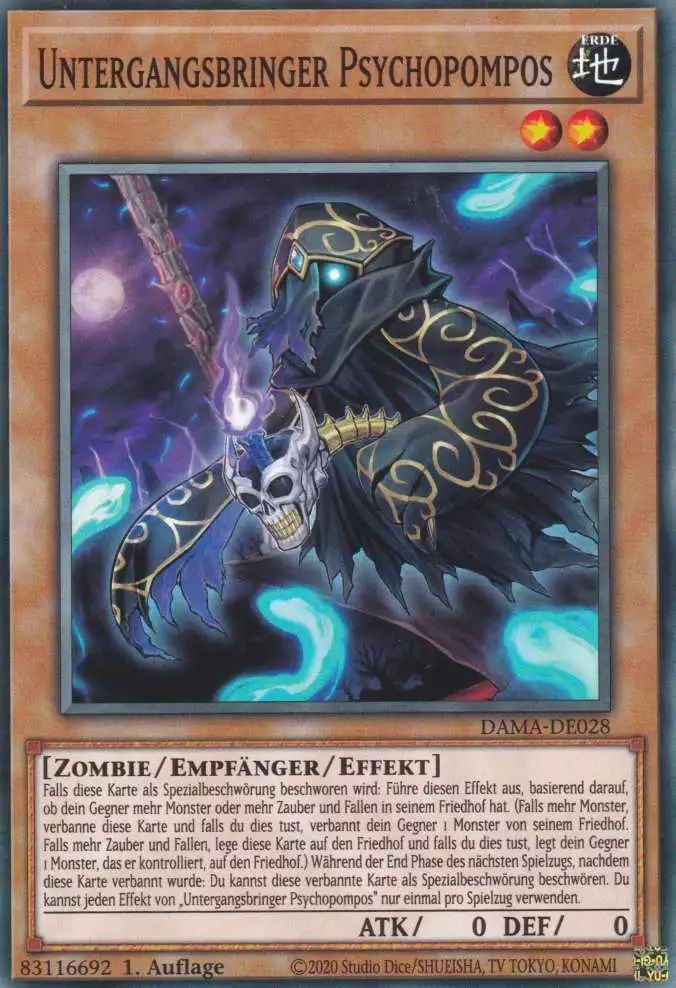 Untergangsbringer Psychopompos DAMA-DE028 ist in Common Yu-Gi-Oh Karte aus Dawn of Majesty 1.Auflage