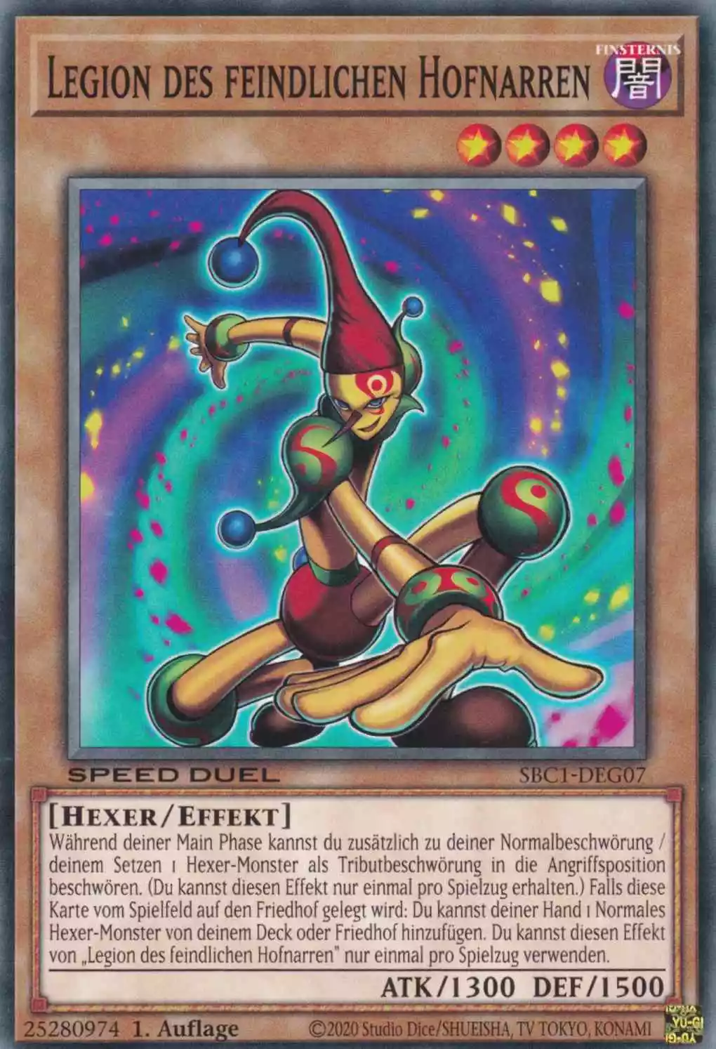 Legion des feindlichen Hofnarren SBC1-DEG07 ist in Common Yu-Gi-Oh Karte aus Streets of Battle City 1.Auflage