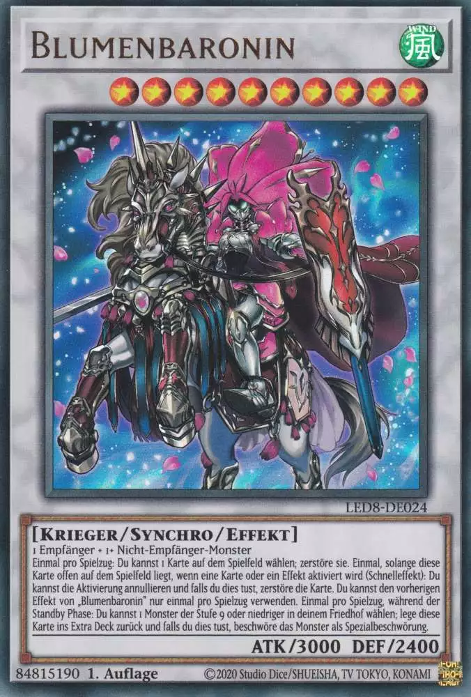 Blumenbaronin LED8-DE024 ist in Ultra Rare Yu-Gi-Oh Karte aus Legendary Duelists Synchro Storm 1.Auflage