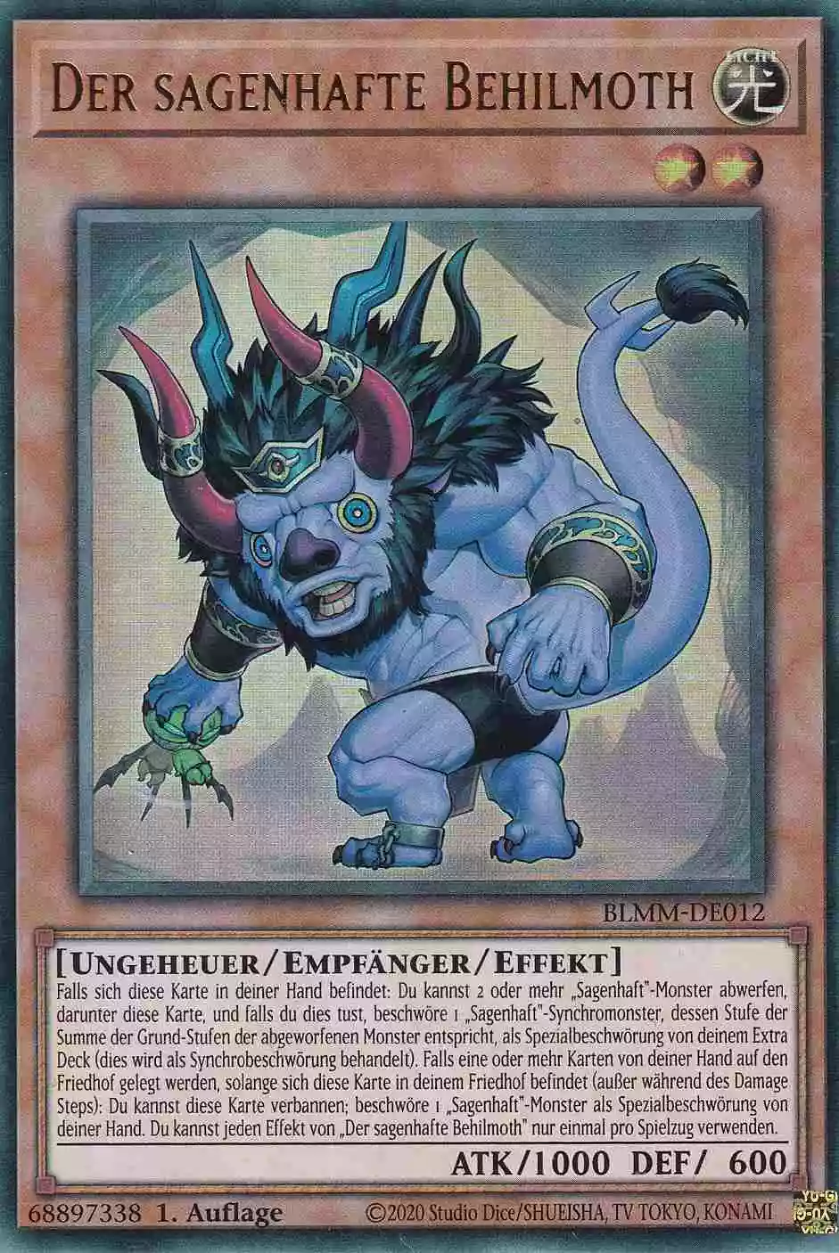 Der sagenhafte Behilmoth Ultra Rare BLMM-DE012 Yugioh Karte Der sagenhafte Behilmoth BLMM-DE012 ist in Ultra Rare Yu-Gi-Oh Karte aus Battles of Legend Monster Mayhem 1.Auflage