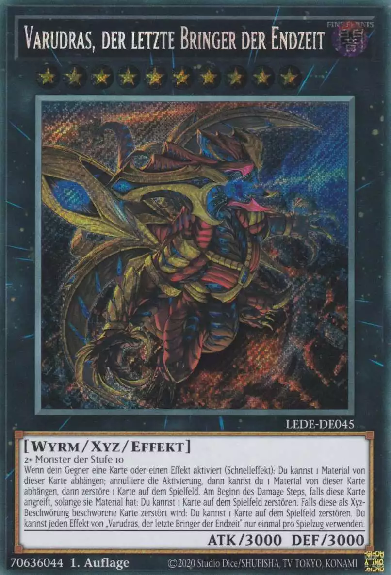 Varudras, der letzte Bringer der Endzeit LEDE-DE045 ist in Secret Rare Yu-Gi-Oh Karte aus Legacy Of Destruction 1.Auflage