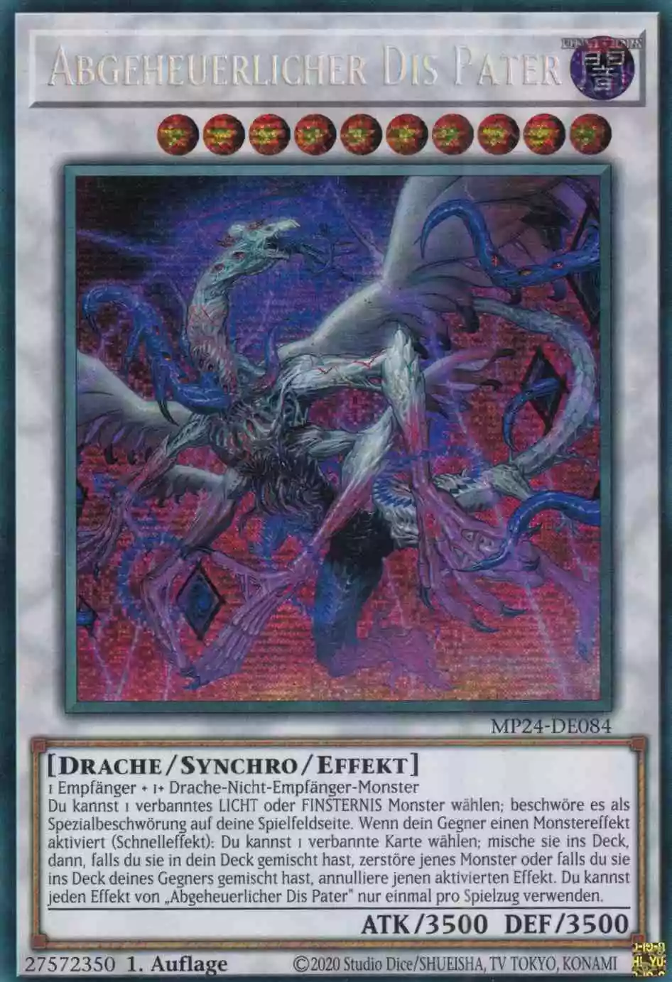 Abgeheuerlicher Dis Pater MP24-DE084 ist in Prismatic Secret Rare Yu-Gi-Oh Karte aus 25th Anniversary Tin Dueling Mirrors 1.Auflage
