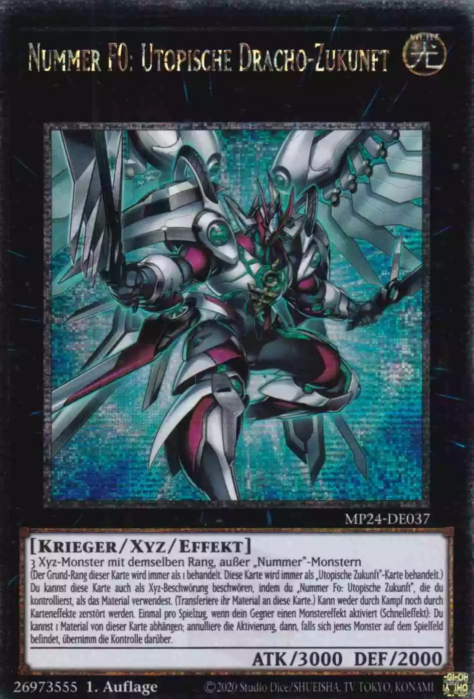 Nummer F0: Utopische Dracho-Zukunft MP24-DE037 ist in Quarter Century Secret Rare Yu-Gi-Oh Karte aus 25th Anniversary Tin Dueling Mirrors 1.Auflage