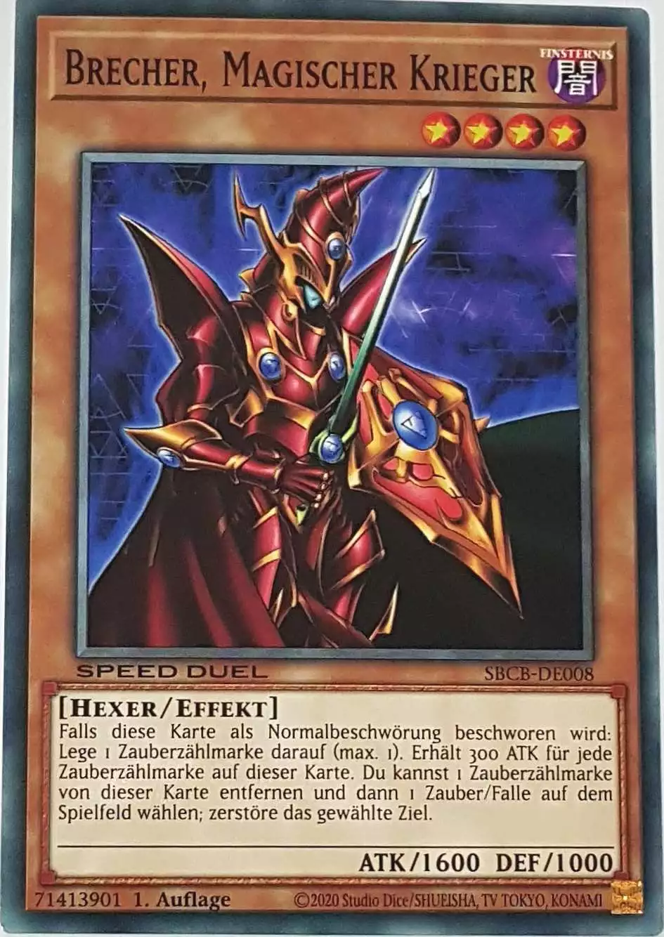 Brecher, Magischer Krieger SBCB-DE008 ist in Common Yu-Gi-Oh Karte aus Speed Duel Battle City Box 1. Auflage