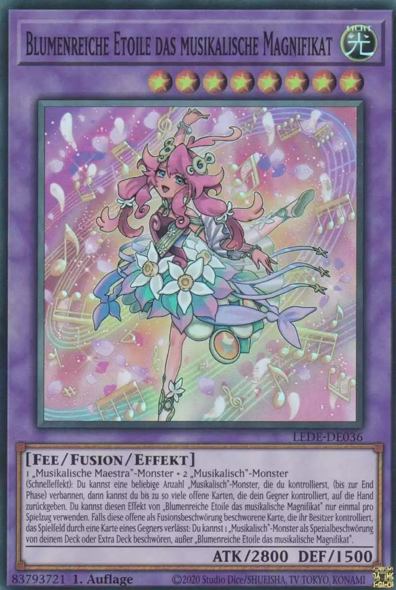 lede-de036-blumenreiche-etoile-das-musikalische-magnifikat-super-rare-legacy-of-destruction Blumenreiche Etoile das musikalische Magnifikat LEDE-DE036 ist in Super Rare Yu-Gi-Oh Karte aus Legacy Of Destruction 1.Auflage
