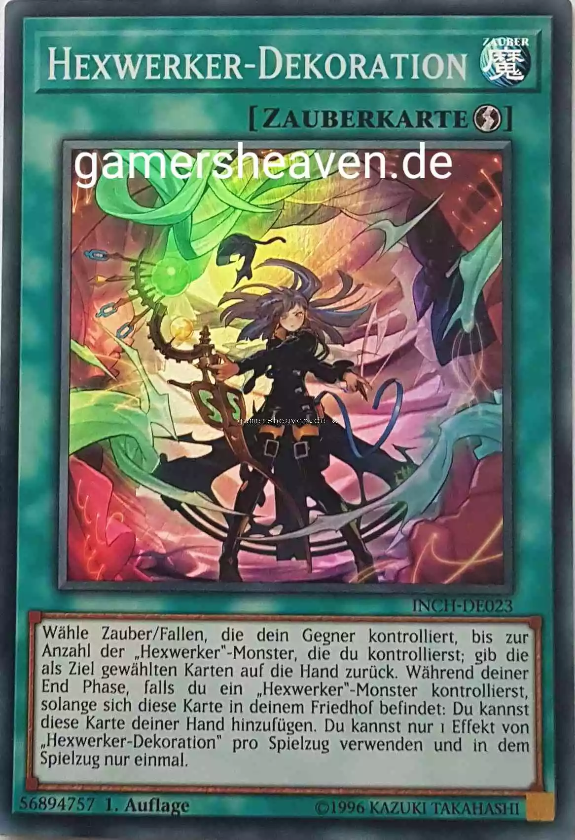 Hexwerker-Dekoration INCH-DE023 ist in Super Rare Yu-Gi-Oh Karte aus The Infinity Chasers 1.Auflage