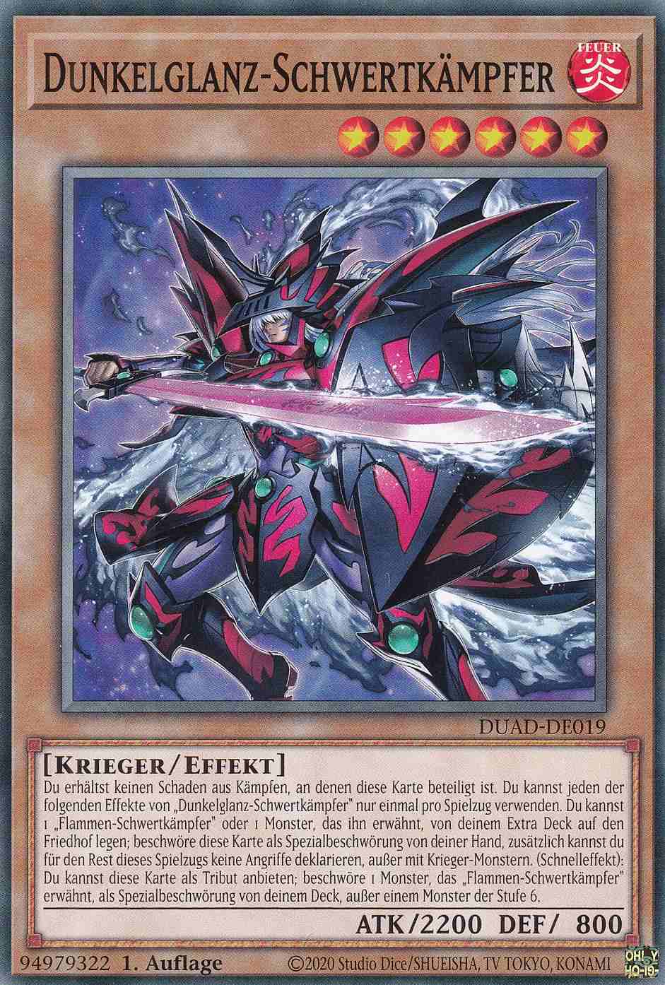 Dunkelglanz-Schwertkämpfer DUAD-DE019 ist in Common Yu-Gi-Oh Karte aus Duelist’s Advance 1.Auflage