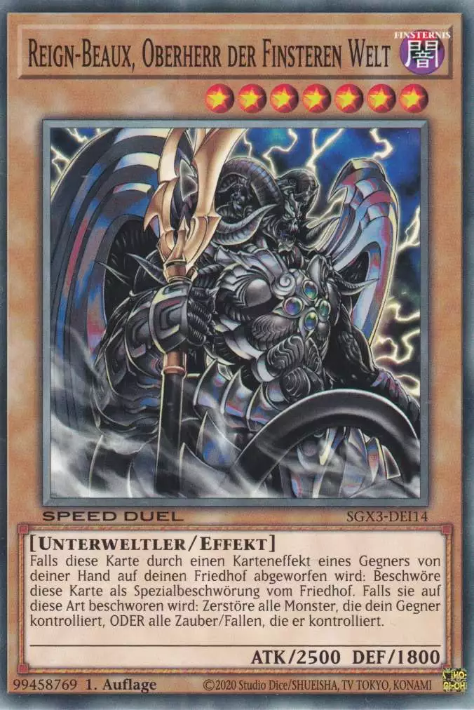 Reign-Beaux, Oberherr der Finsteren Welt SGX3-DEI14 ist in Common Yu-Gi-Oh Karte aus Speed Duel GX: Duelists of Shadows 1.Auflage