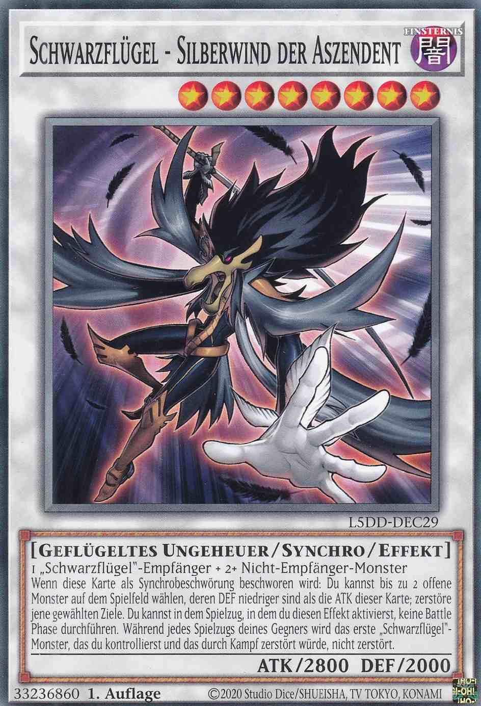 Schwarzflügel - Silberwind der Aszendent Common L5DD-DEC29 Yugioh Karte Schwarzflügel - Silberwind der Aszendent L5DD-DEC29 ist in Common Yu-Gi-Oh Karte aus Legendary 5D’s Decks 1.Auflage