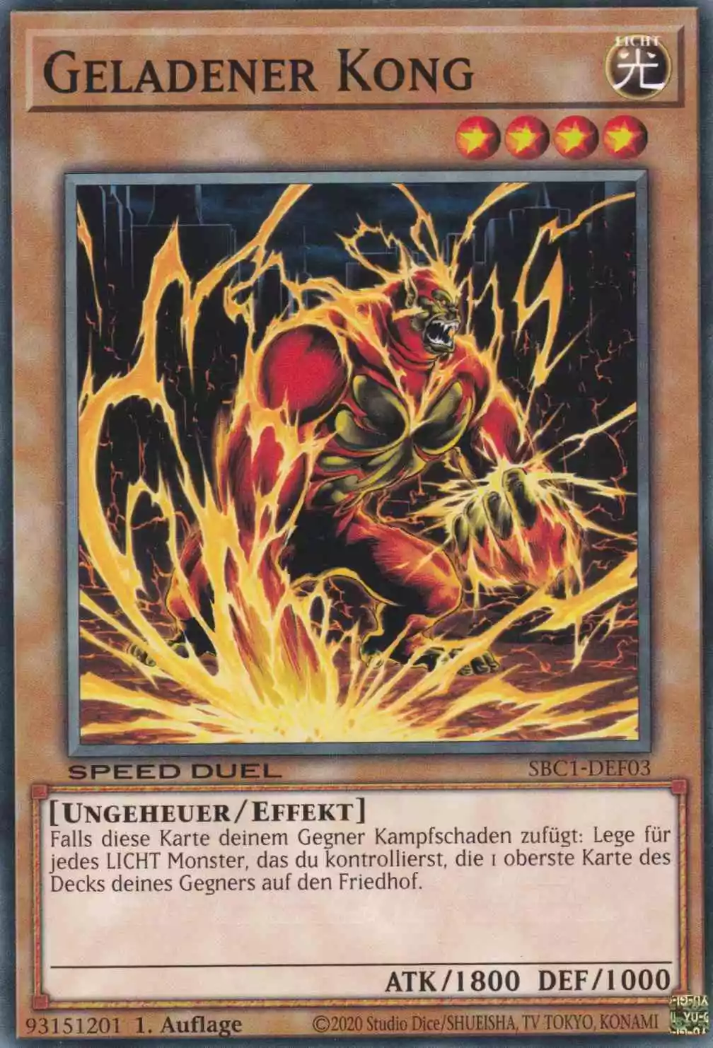 Geladener Kong SBC1-DEF03 ist in Common Yu-Gi-Oh Karte aus Streets of Battle City 1.Auflage