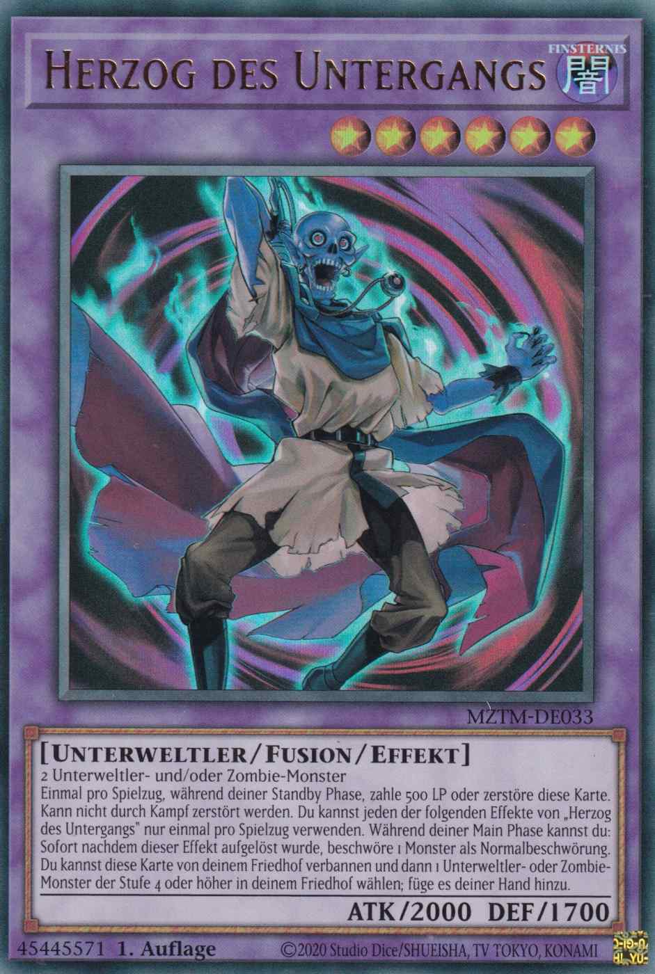 Herzog des Untergangs MZTM-DE033 ist in Ultra Rare Yu-Gi-Oh Karte aus Maze of the Master 1.Auflage