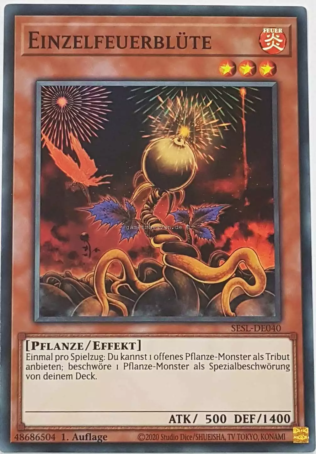 Einzelfeuerblüte SESL-DE040 ist in Super Rare Yu-Gi-Oh Karte aus Secret Slayers 1.Auflage