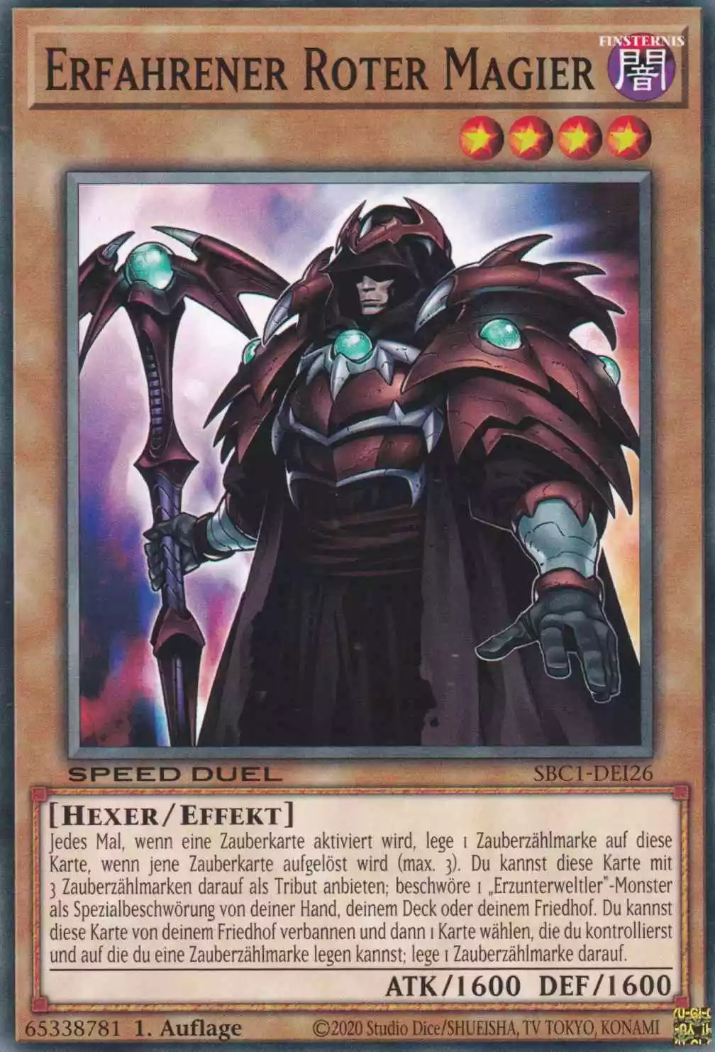 Erfahrener Roter Magier SBC1-DEI26 ist in Common Yu-Gi-Oh Karte aus Streets of Battle City 1.Auflage