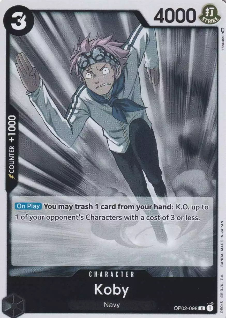 op02-098-koby-rare-paramount-war-op-02 Koby OP02-098 ist in Rare. Die One Piece Karte ist aus Paramount War OP-02 in Normal Art.