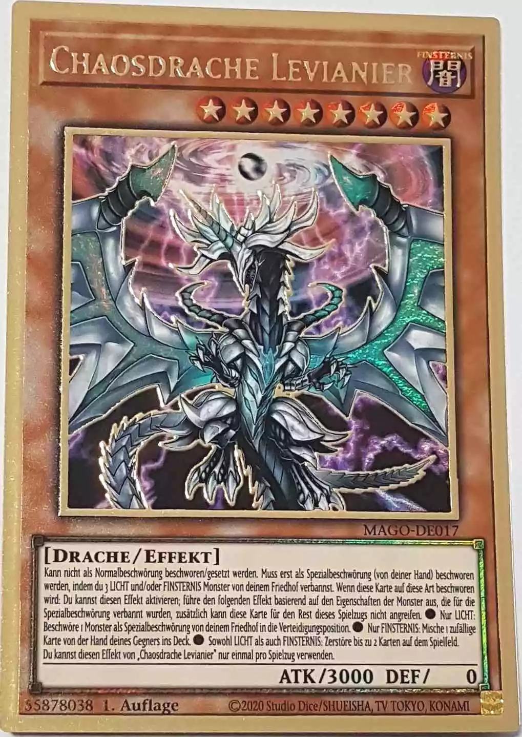 Chaosdrache Levianier MAGO-DE017 ist in Premium Gold Rare Yu-Gi-Oh Karte aus Maximum Gold 1. Auflage