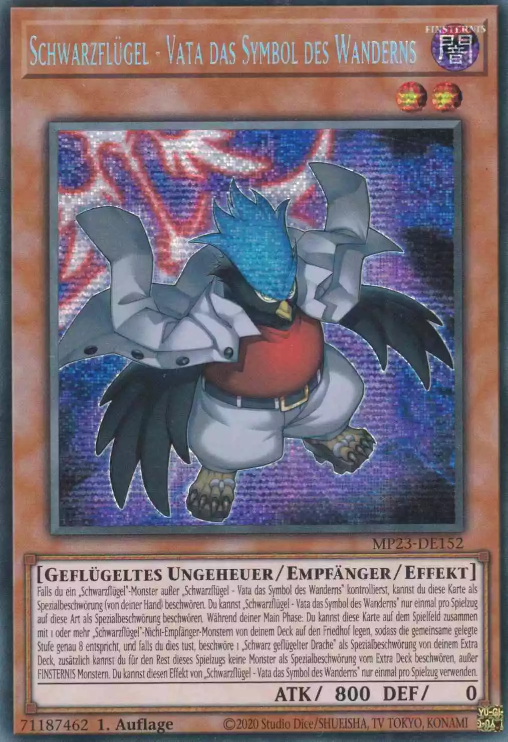 Schwarzflügel - Vata das Symbol des Wanderns MP23-DE152 ist in Prismatic Secret Rare Yu-Gi-Oh Karte aus 25th Anniversary Tin Dueling Heroes 1.Auflage