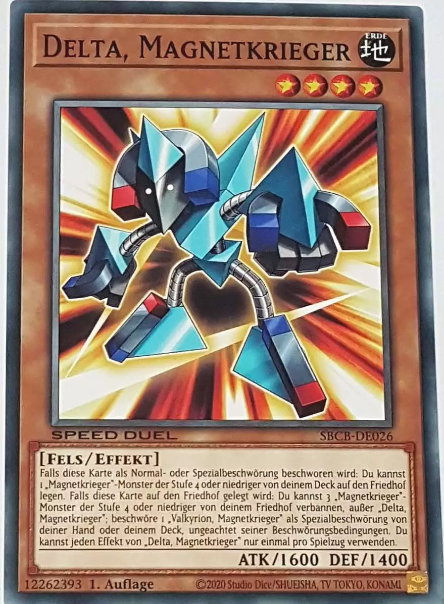 Delta, Magnetkrieger SBCB-DE026 ist in Common Yu-Gi-Oh Karte aus Speed Duel Battle City Box 1. Auflage