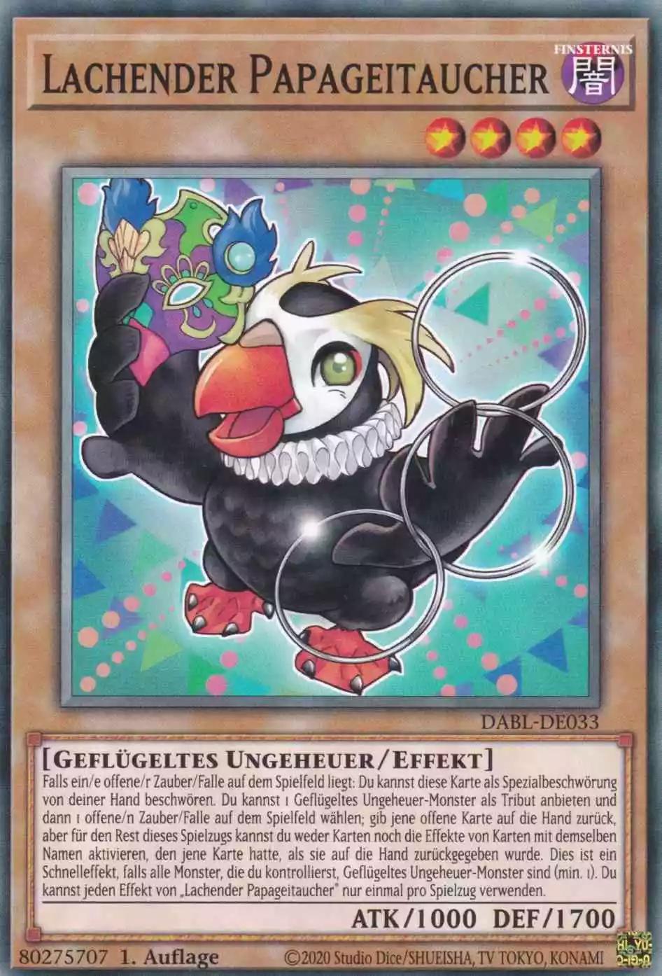 Lachender Papageitaucher DABL-DE033 ist in Common Yu-Gi-Oh Karte aus Darkwing Blast 1.Auflage