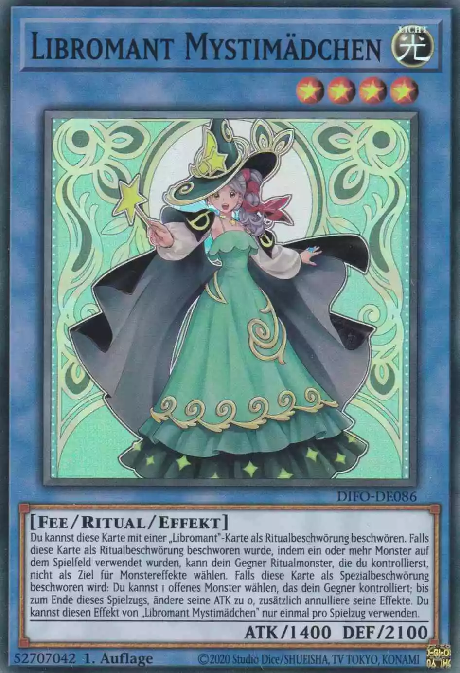 Libromant Mystimädchen DIFO-DE086 ist in Super Rare Yu-Gi-Oh Karte aus Dimension Force 1.Auflage