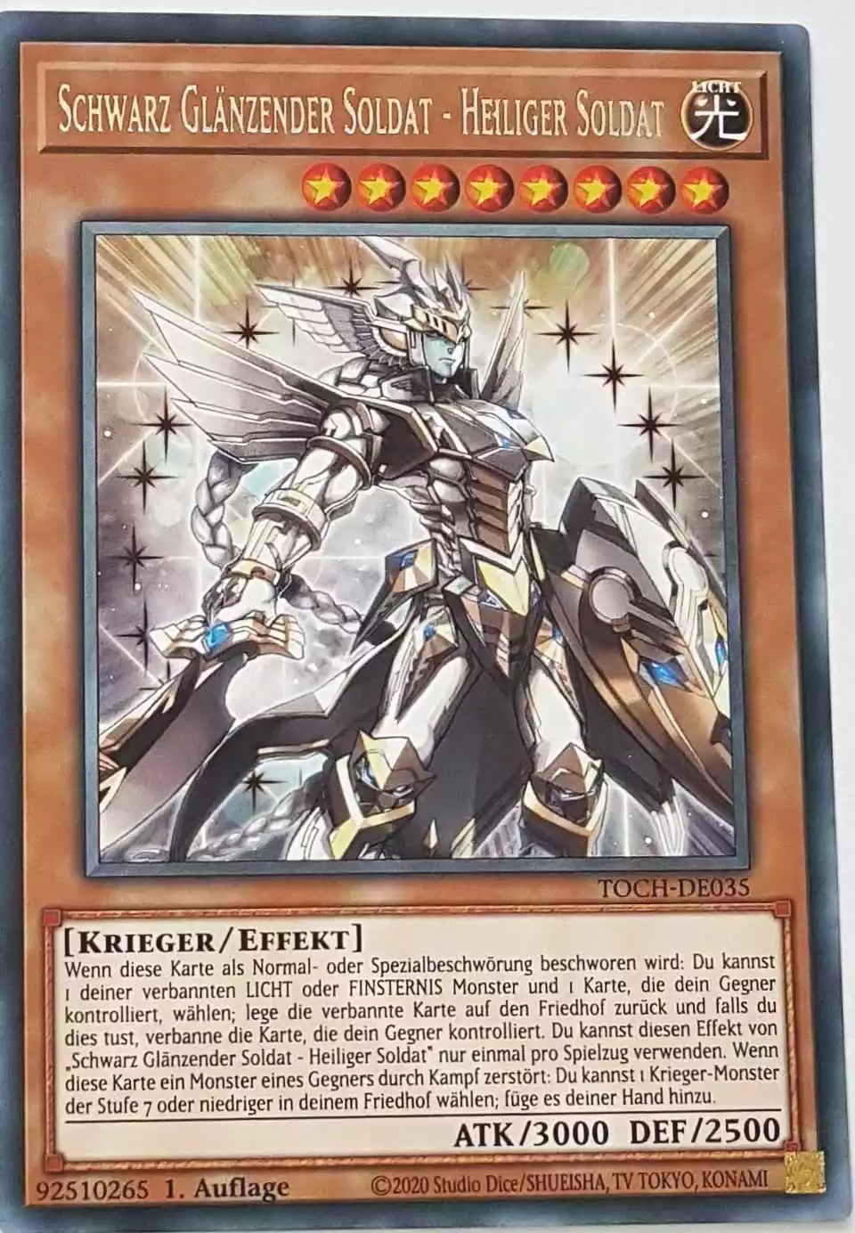 Schwarz Glänzender Soldat - Heiliger Soldat TOCH-DE035 ist in Rare Yu-Gi-Oh Karte aus Toon Chaos 1.Auflage