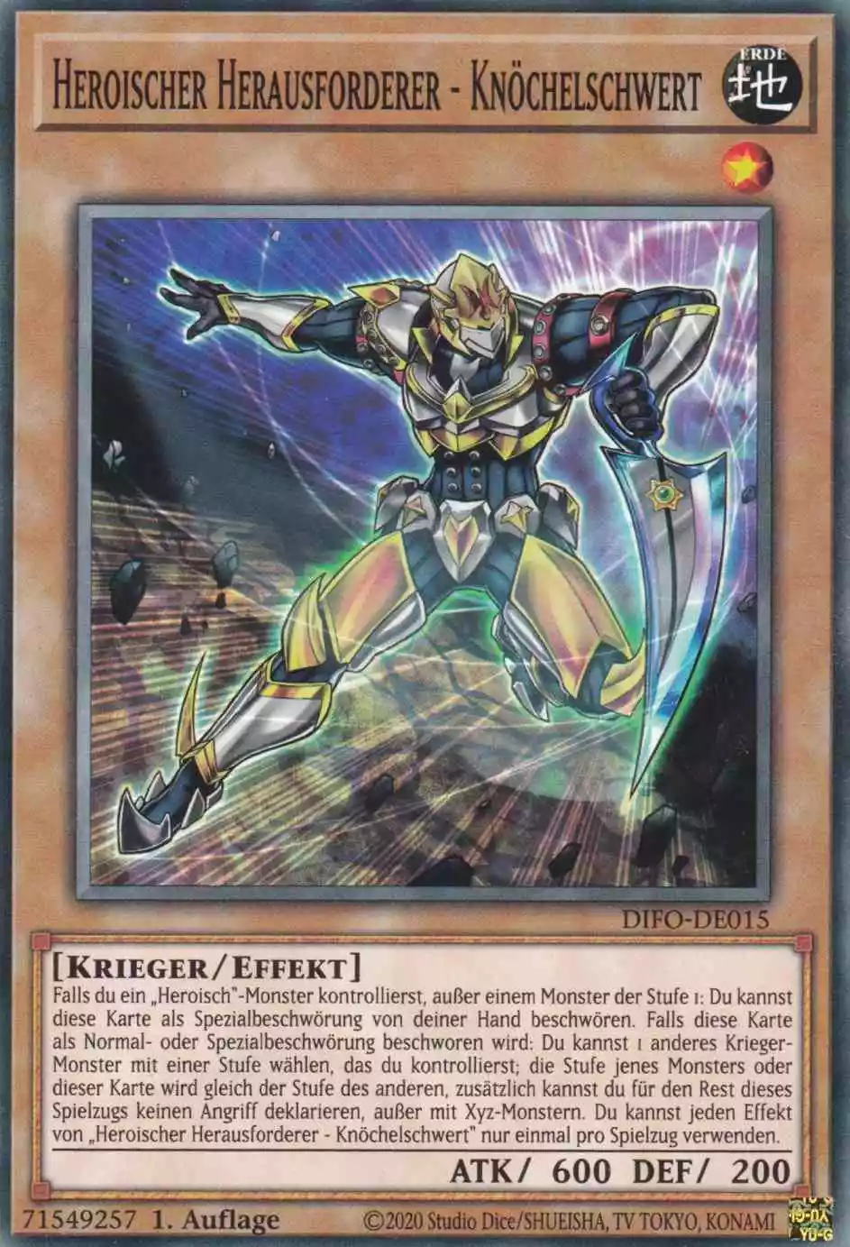 Heroischer Herausforderer - Knöchelschwert DIFO-DE015 ist in Common Yu-Gi-Oh Karte aus Dimension Force 1.Auflage