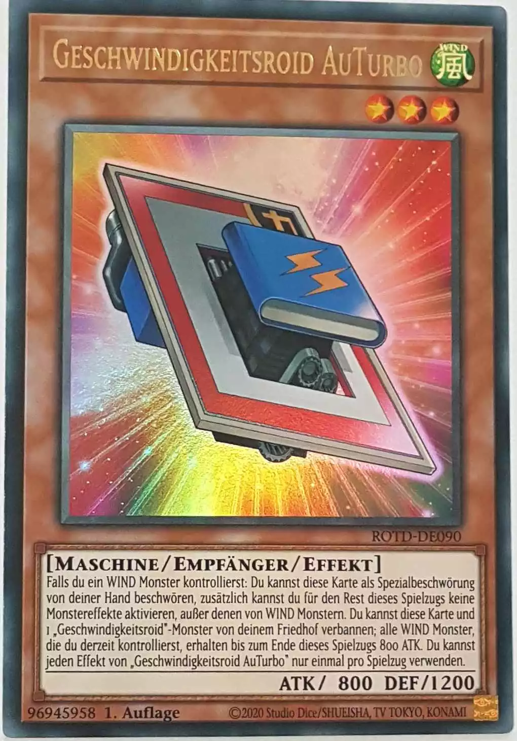 Geschwindigkeitsroid AuTurbo ROTD-DE090 ist in Ultra Rare Yu-Gi-Oh Karte aus Rise of the Duelist 1.Auflage