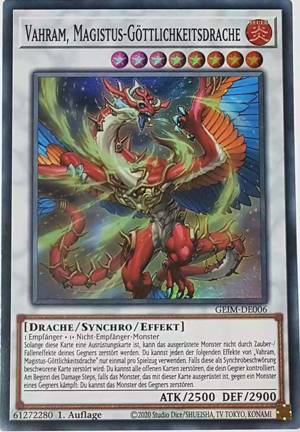 Vahram, Magistus-Göttlichkeitsdrache GEIM-DE006 ist in Super Rare Yu-Gi-Oh Karte aus Genesis Impact 1. Auflage