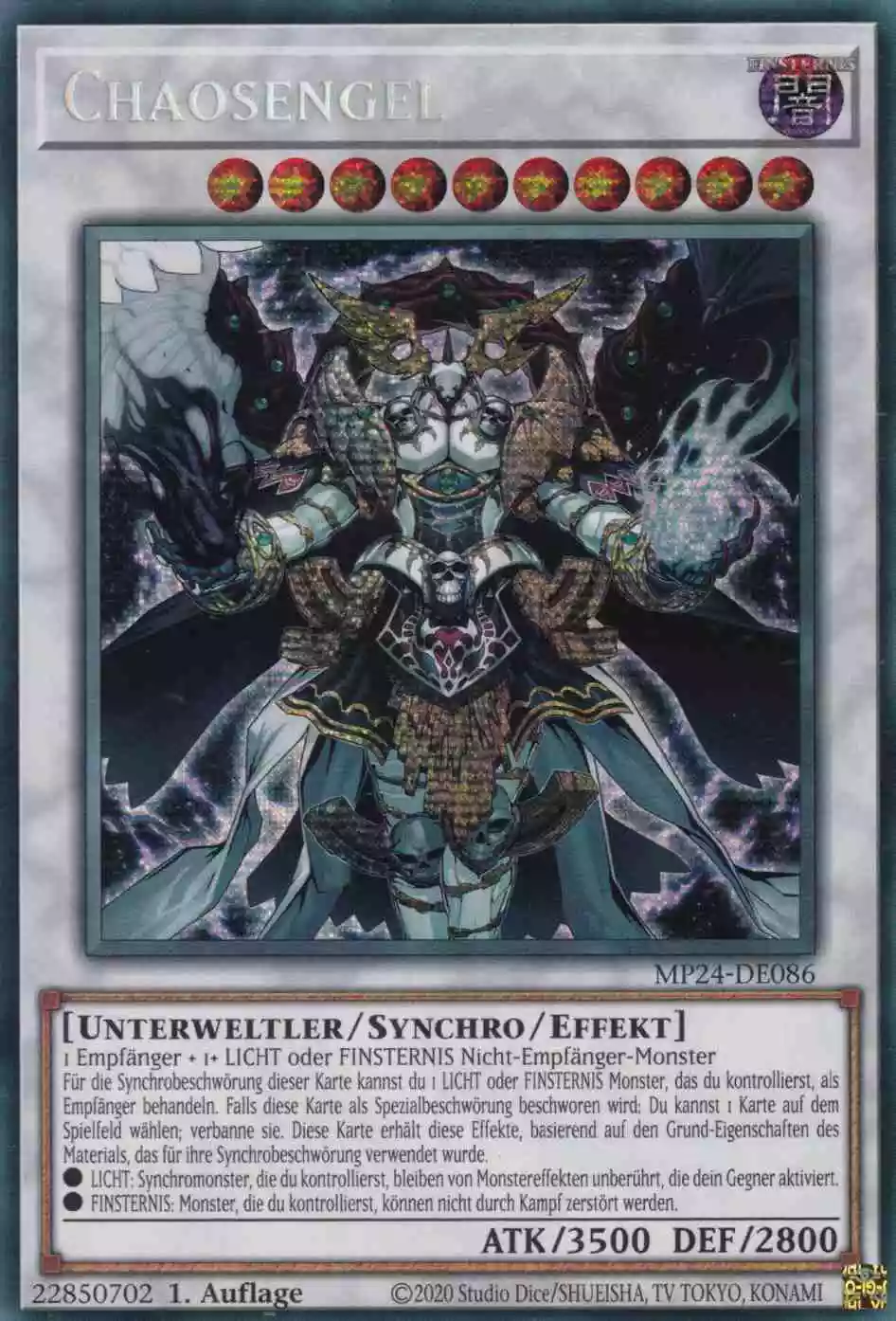 Chaosengel MP24-DE086 ist in Prismatic Secret Rare Yu-Gi-Oh Karte aus 25th Anniversary Tin Dueling Mirrors 1.Auflage