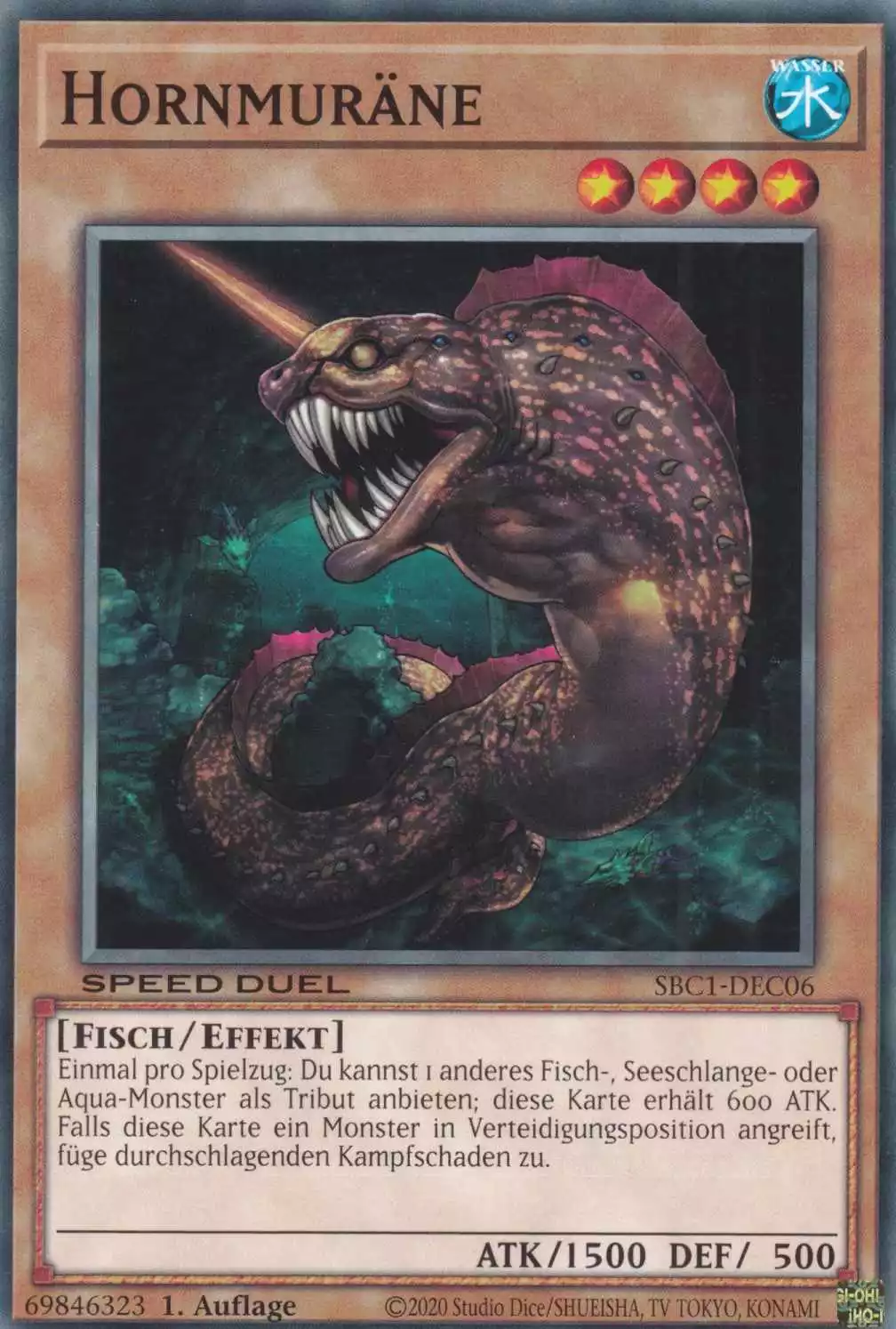 Hornmuräne SBC1-DEC06 ist in Common Yu-Gi-Oh Karte aus Streets of Battle City 1.Auflage