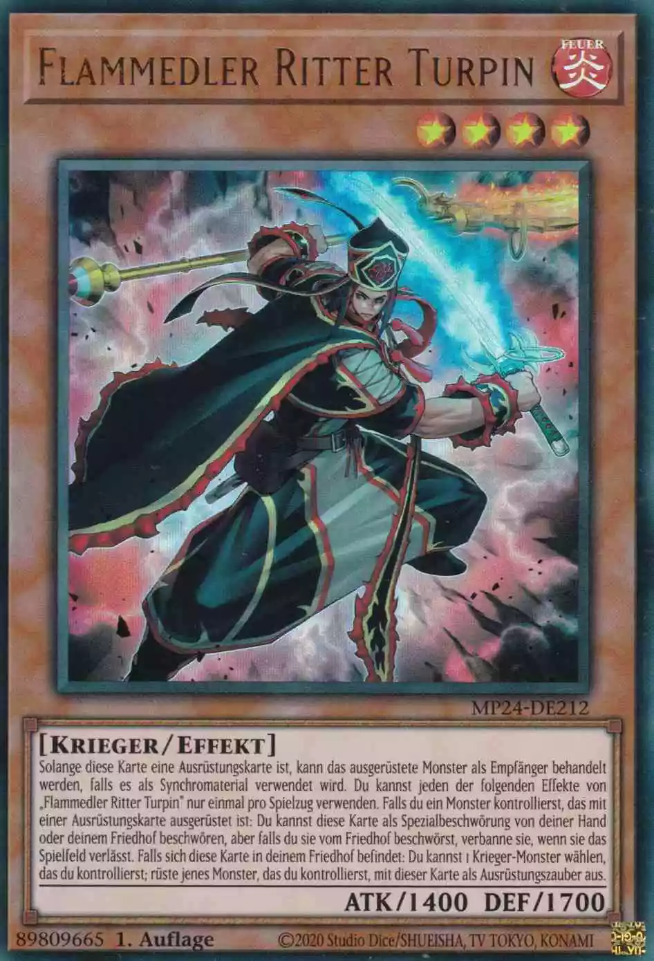 Flammedler Ritter Turpin MP24-DE212 ist in Ultra Rare Yu-Gi-Oh Karte aus 25th Anniversary Tin Dueling Mirrors 1.Auflage