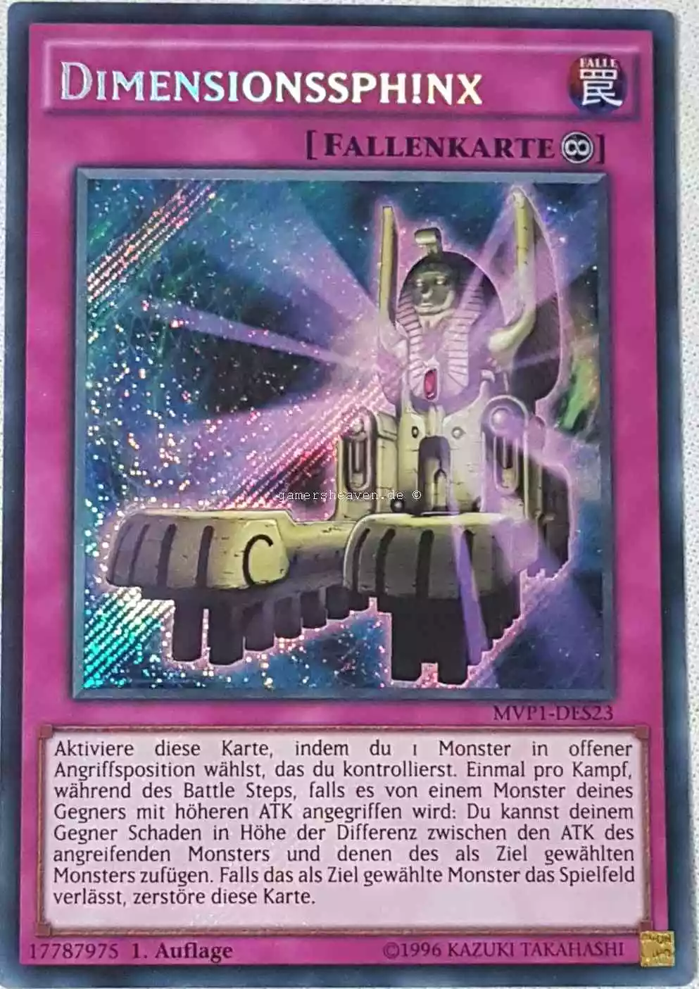 Dimensionssphinx MVP1-DES23 ist in Secret Rare aus The Dark Side of Dimensions Movie Pack Secret Edition 1.Auflage