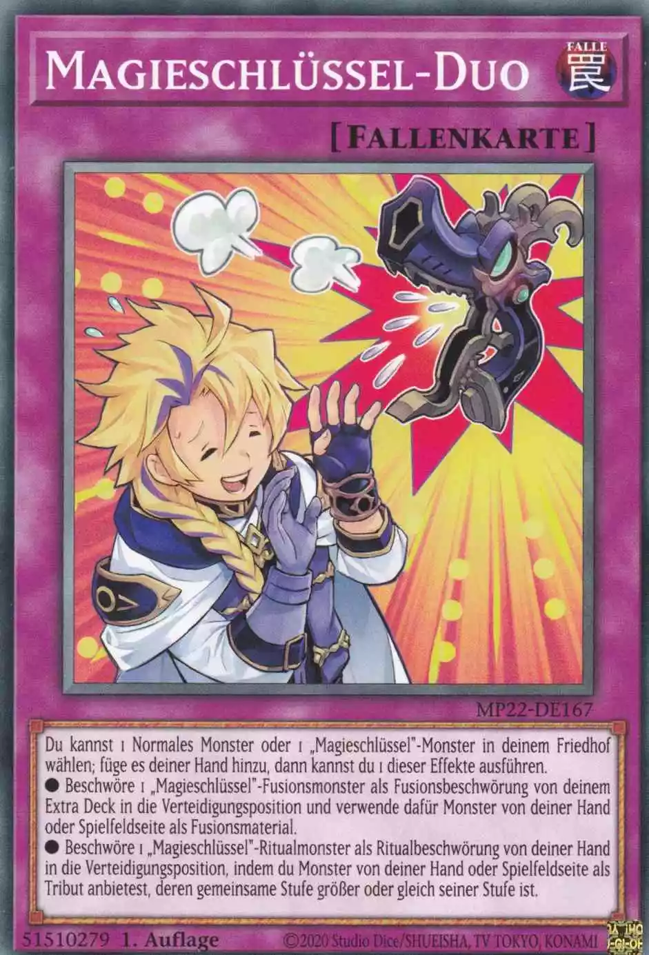 Magieschlüssel-Duo MP22-DE167 ist in Common Yu-Gi-Oh Karte aus Tin of the Pharaoh’s Gods 1.Auflage