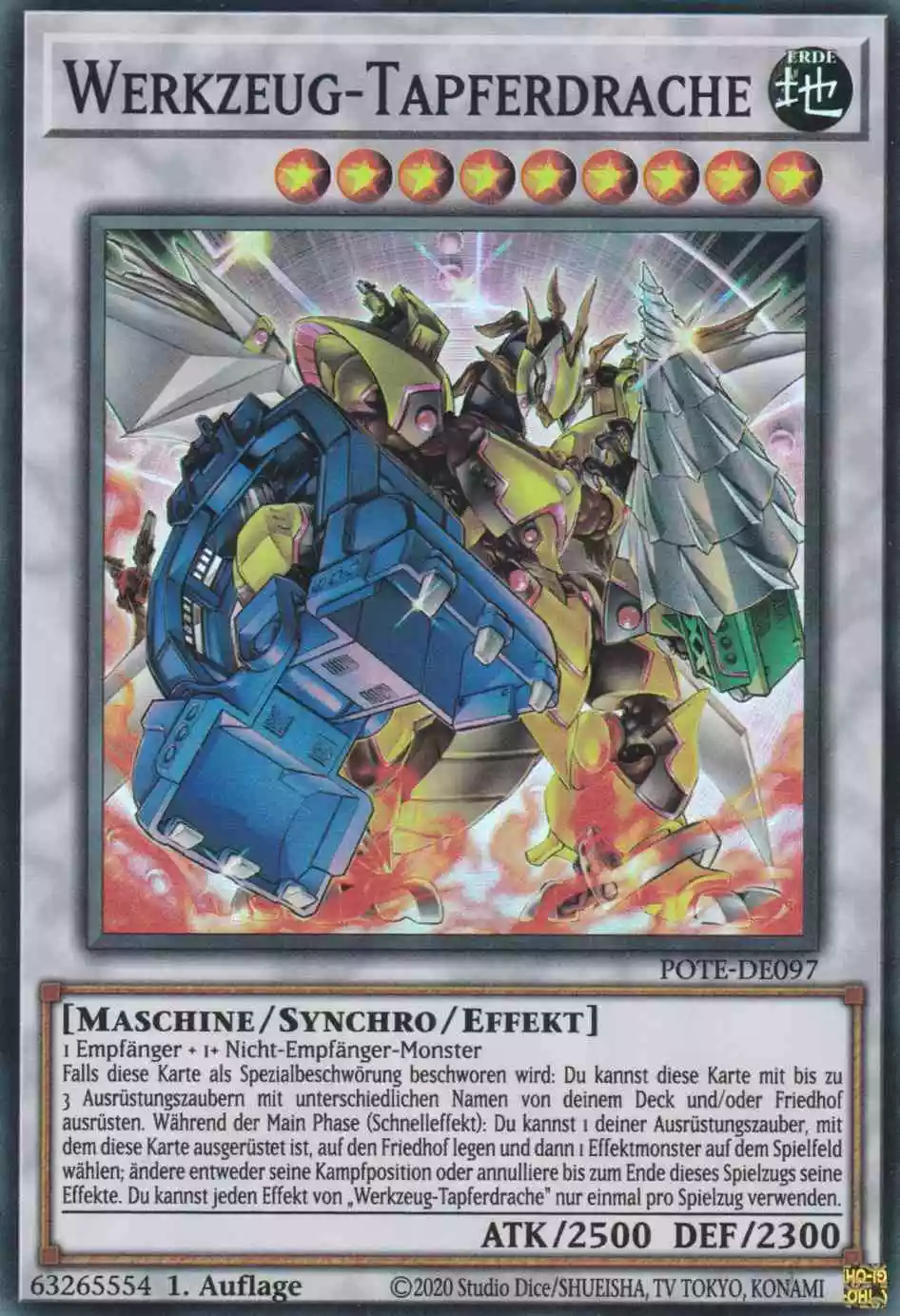 Werkzeug-Tapferdrache POTE-DE097 ist in Super Rare Yu-Gi-Oh Karte aus Power of the Elements 1.Auflage