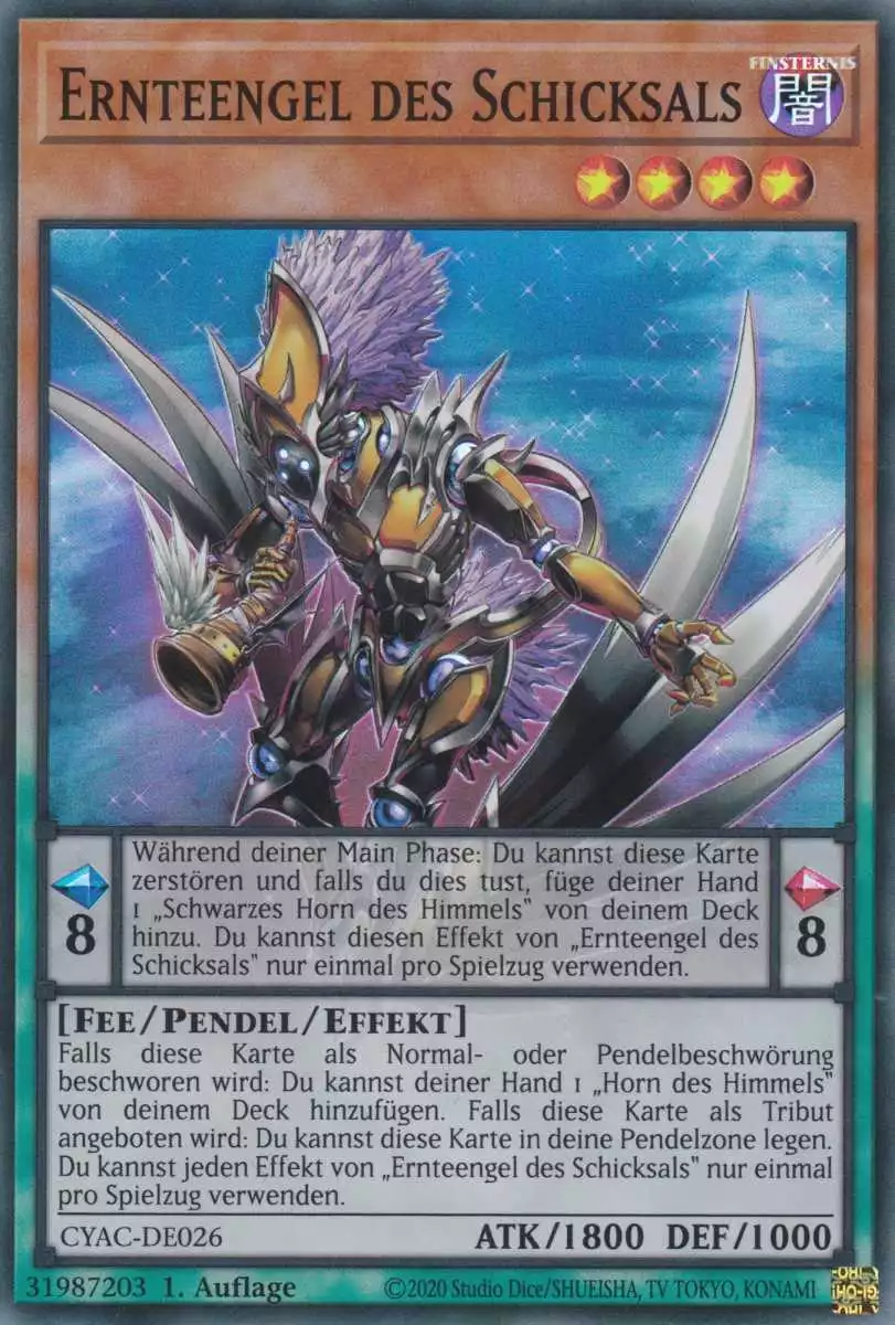 Ernteengel des Schicksals CYAC-DE026 ist in Super Rare Yu-Gi-Oh Karte aus Cyberstorm Access 1.Auflage