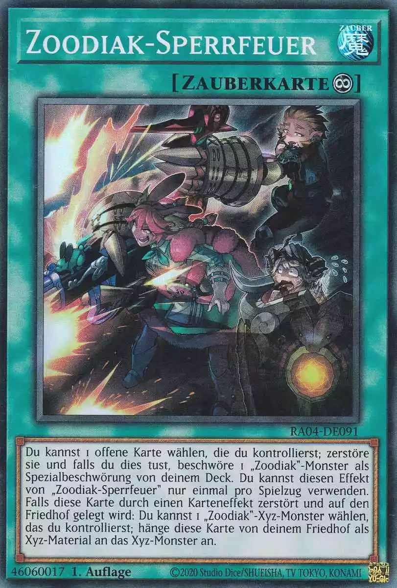 Zoodiak-Sperrfeuer Super Rare RA04-DE091 Yugioh Karte Zoodiak-Sperrfeuer RA04-DE091 ist in Super Rare Yu-Gi-Oh Karte aus Quarter Century Stampede 1.Auflage