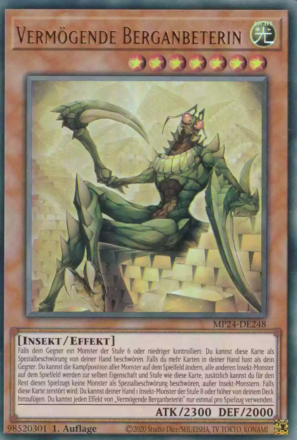 Vermögende Berganbeterin Ultra Rare MP24-DE248 Yugioh Karte Vermögende Berganbeterin MP24-DE248 ist in Ultra Rare Yu-Gi-Oh Karte aus 25th Anniversary Tin Dueling Mirrors 1.Auflage