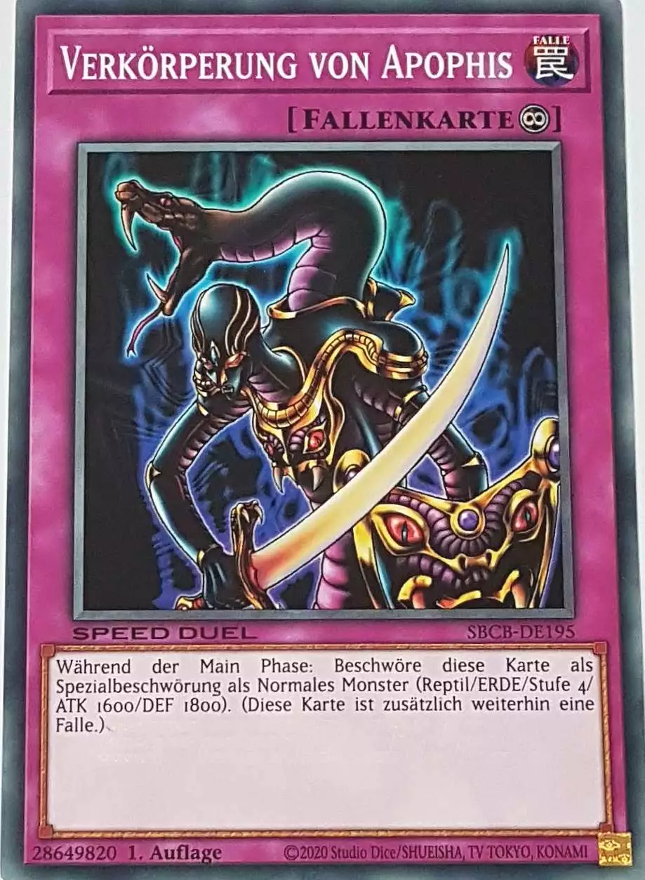 Verkörperung von Apophis SBCB-DE195 ist in Common Yu-Gi-Oh Karte aus Speed Duel Battle City Box 1. Auflage
