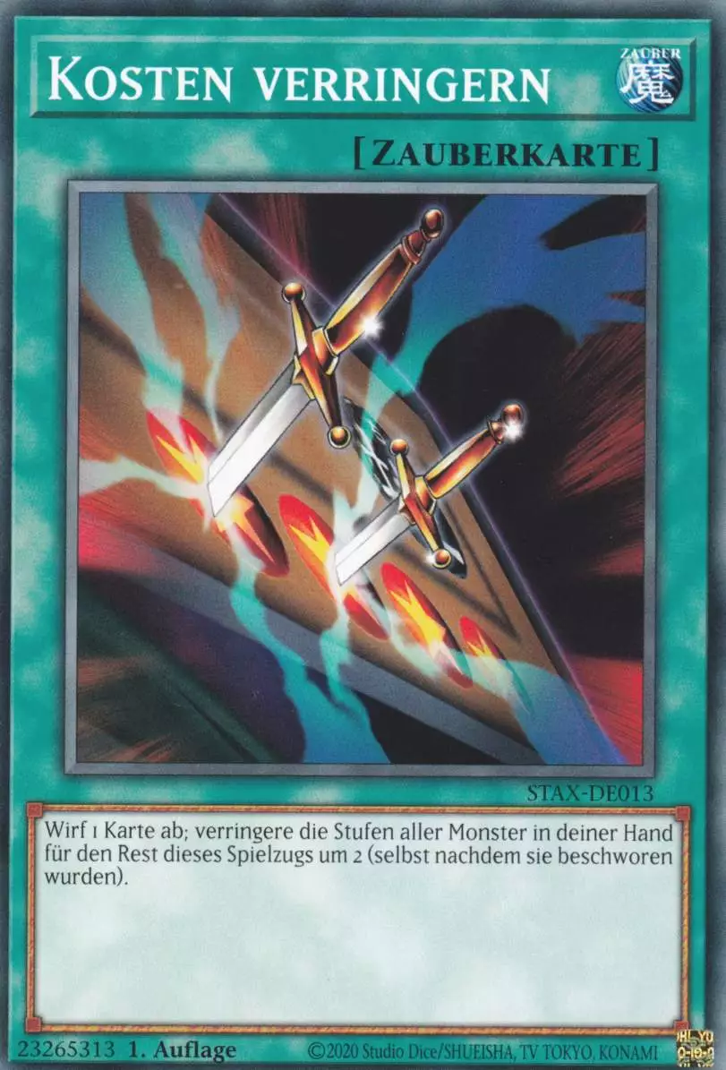 Kosten verringern STAX-DE013 ist in Common Yu-Gi-Oh Karte aus 2-Player Starter Set 1.Auflage