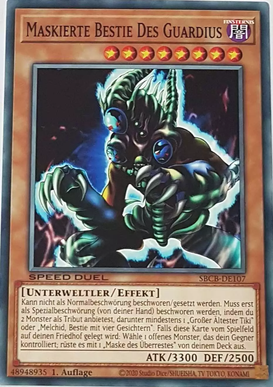 Maskierte Bestie Des Guardius SBCB-DE107 ist in Common Yu-Gi-Oh Karte aus Speed Duel Battle City Box 1. Auflage