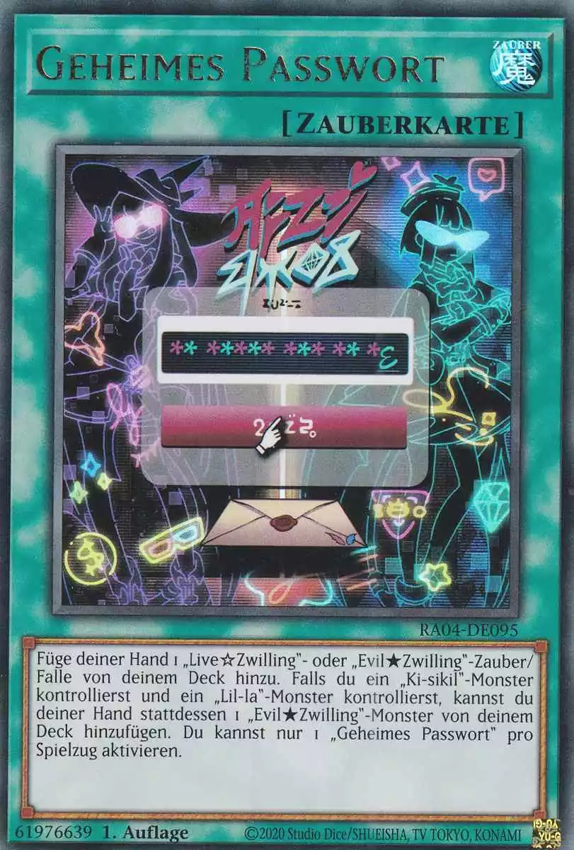 Geheimes Passwort RA04-DE095 ist in Ultra Rare Yu-Gi-Oh Karte aus Quarter Century Stampede 1.Auflage