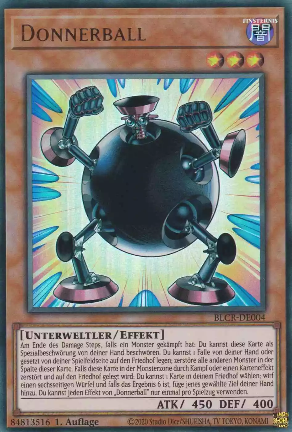 Donnerball BLCR-DE004 ist in Ultra Rare Yu-Gi-Oh Karte aus Battles of Legend Crystal Revenge 1.Auflage