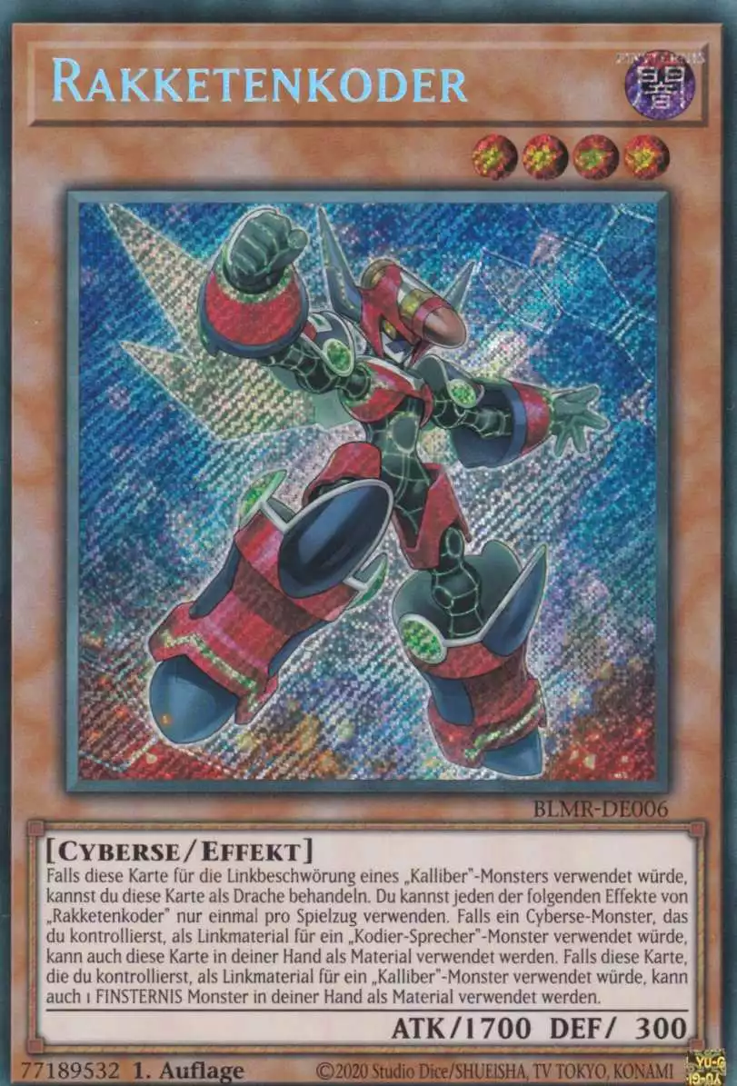 Rakketenkoder BLMR-DE006 ist in Secret Rare Yu-Gi-Oh Karte aus Battles of Legend Monstrous Revenge 1.Auflage