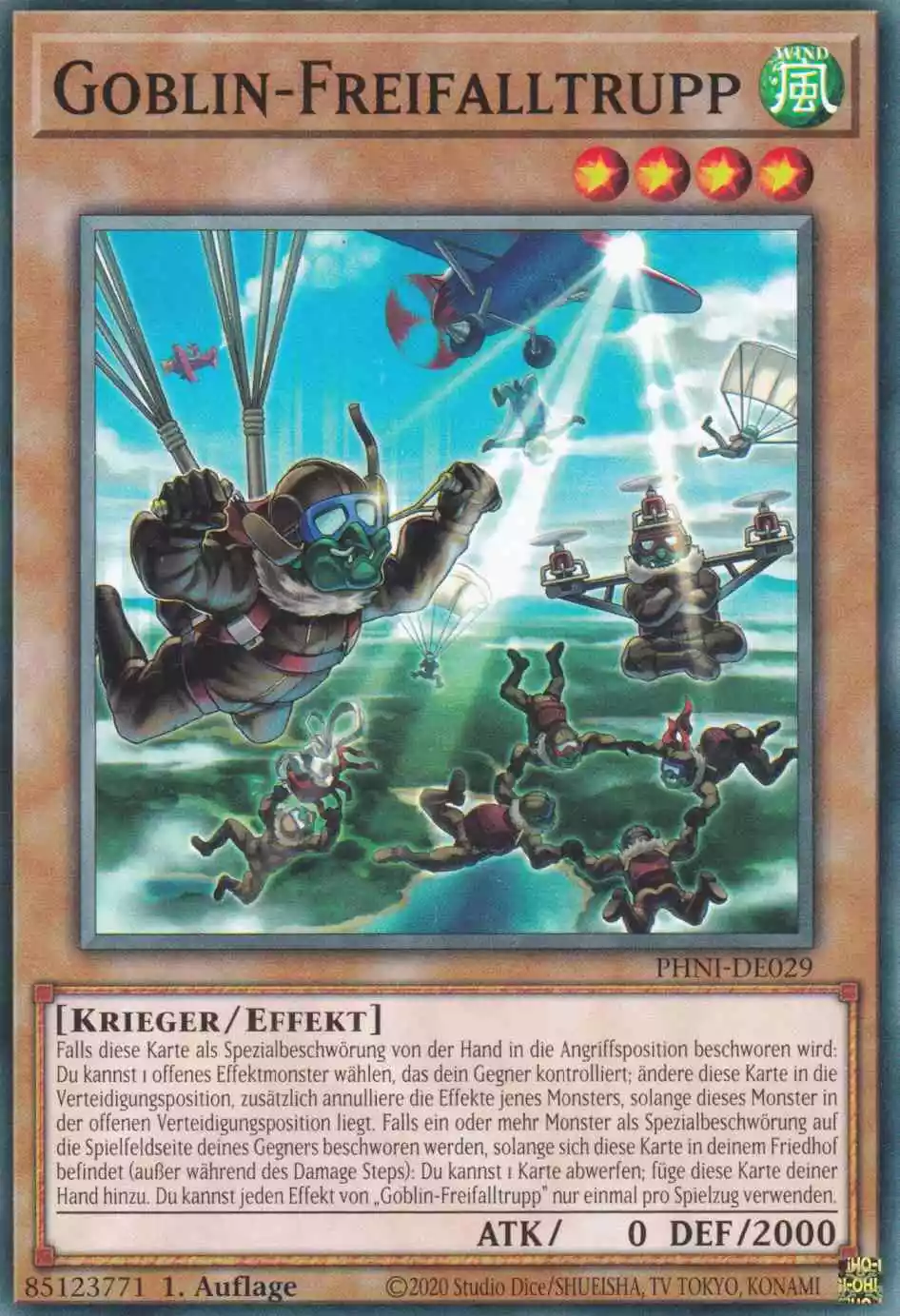 Goblin-Freifalltrupp PHNI-DE029 ist in Common Yu-Gi-Oh Karte aus Phantom Nightmare 1.Auflage