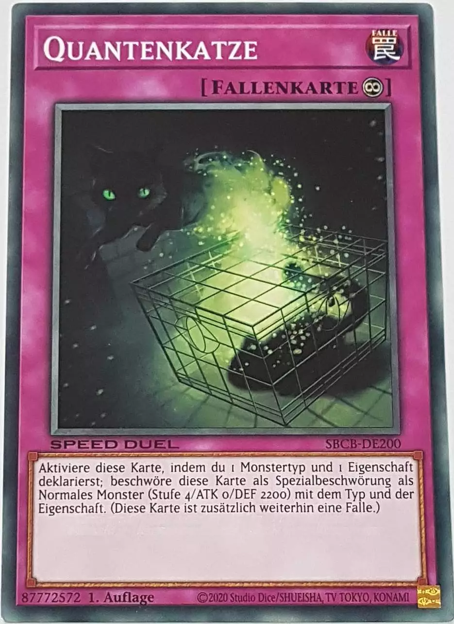 Quantenkatze SBCB-DE200 ist in Common Yu-Gi-Oh Karte aus Speed Duel Battle City Box 1. Auflage