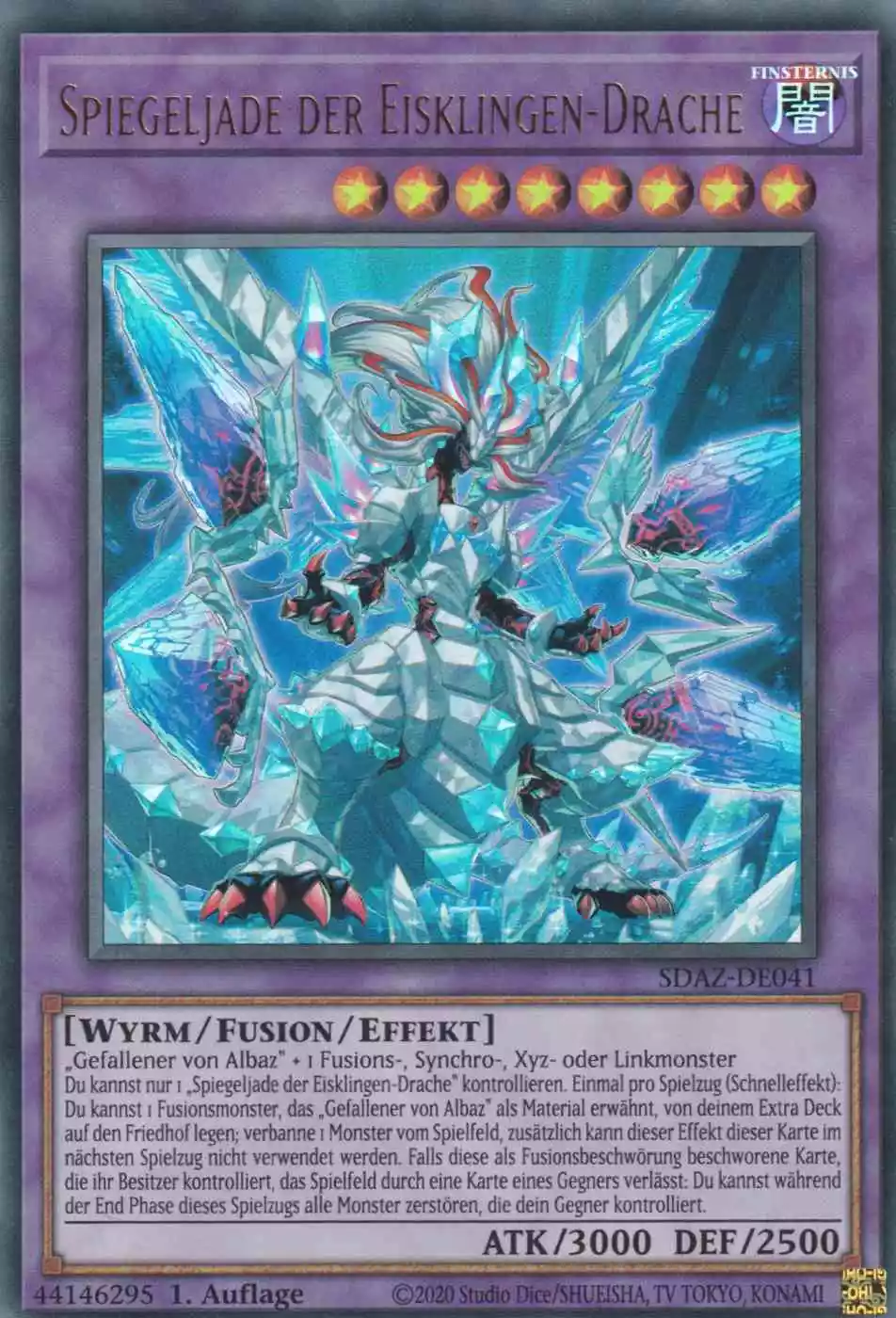 Spiegeljade der Eisklingen-Drache SDAZ-DE041 ist in Ultra Rare Yu-Gi-Oh Karte aus Structure Deck Albaz Strike 1.Auflage